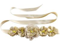 Pearl Sash for Flower Girl Dress Bridal Wedding Bridesmaid Dress Sash Belt Floral Sash Belt for Women (Light Champagne)