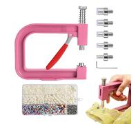 Pearl Setting Machine - Durable Metal Rivet Tool, Hand Press Rhinestone Applicator, Bead Rivet Fixing Device | Jewelry Craft Tool for Handmade Clothing, Hats, Handbags, Skirts (Pink)