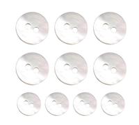 Pearl Shell Buttons for Sewing, Real Shell Nails, Round, with Holes, for Cardigans, Suits, Jackets, Made from Margaritifera, River Shells, Diameter 1.5 cm, White with Natural Stripes