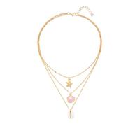 Pearl Shell Multilayer Bohemian Style Necklace with Starfish Pendant Choker Clavicle Chain Beach Jewelry Accessory(Style G)