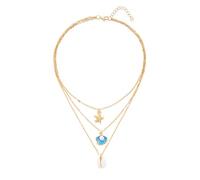 Pearl Shell Multilayer Bohemian Style Necklace with Starfish Pendant Choker Clavicle Chain Beach Jewelry Accessory(Style F)