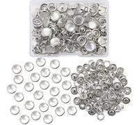 Pearl Snaps Fasteners Kit,10mm Clothes Ring for Western Shirts Clothes Prong Ring Snaps (White)