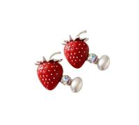 Pearl Strawberry Barrette Pair for Girls, Sparkle Accent Clips Designed to Tidy Bangs with Sweet Everyday Appeal Strawberry Hair Clip Pair Girls Barrettes Teen Hair Accessory Pearl Accent Faceted Look