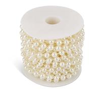 Pearl String Bead, 8mm Faux Pearl Beads Garland 10m/32.8feet Pearl Bead Roll String Pearl Wire Beads String decorative pearl beads for crafts for Wedding Party (Beige)
