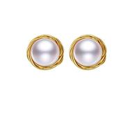 Pearl Stud Earrings for Women 14K Gold Filled 9.5mm White Real Freshwater Cultured Pearl Earrings