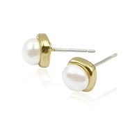 Pearl Stud Earrings for Women Gold Plated Pearl Earrings Lightweight Peal Dangle for Women (A)