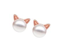 Pearl Studs Earrings Copper Allergy Resistant Necklace or Ear Studs Women and Men White Gold
