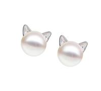 Pearl Studs Earrings Copper Allergy Resistant Necklace or Ear Studs Women and Men White Gold
