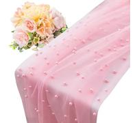 Pearl Table Runner - Beaded Cloth, 75x300cm Sheer Overlay for Party Decor, Cuttable Tulle with Elegant Style, Wedding Linen, Boho Cover for Holiday Dining and Dessert Display