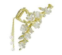 Pearl Tassel Hairpin, Banana Clip Elegant Hair Clips for Women Golden Delicate Flowers, Decorations That Reflect Your Personal Style Shark Hair Storage
