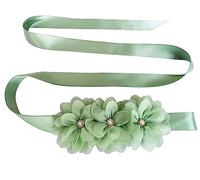 Pearl Tulle Flower Girl Sash Belt for Dress Bridesmaid and Flower Girls Sash Belt Bridal Wedding, Sage, 88''X1''