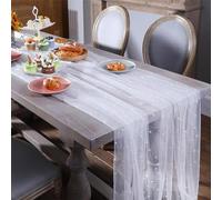 Pearl Tulle Table Runner, White Lace Cloth, Pearl Tulle Tablecloth, Bridal Birthday Party Tablecloth, Veil Tablecloth, Wedding Arch Decoration, Birthday Party Table Decoration (White)