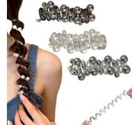 Pearl Twisted Hair Wire Pony Hair Tie, Women Soft Braided Elastic Spiral Hairs Ties, Hairband with Delicate Pearls and Trendy Twist Design, for Everyday Wear Special Occasions (3PCS-Mix)