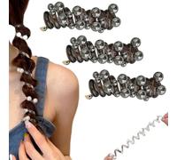 Pearl Twisted Hair Wire Pony Hair Tie, Women Soft Braided Elastic Spiral Hairs Ties, Hairband with Delicate Pearls and Trendy Twist Design, for Everyday Wear Special Occasions (Black)