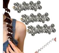 Pearl Twisted Hair Wire Pony Hair Tie, Women Soft Braided Elastic Spiral Hairs Ties, Hairband with Delicate Pearls and Trendy Twist Design, for Everyday Wear Special Occasions (Silver)