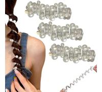 Pearl Twisted Hair Wire Pony Hair Tie, Women Soft Braided Elastic Spiral Hairs Ties, Hairband with Delicate Pearls and Trendy Twist Design, for Everyday Wear Special Occasions (White)