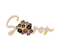 Pearl Violet Flower DST Soror Pin Golden Greek Letters Sorority Lady Brooch Jewelry For Gifts