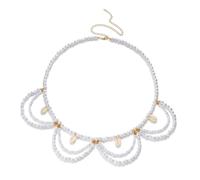Pearl Waist Chain Belt with Shell Charms, Layered Beach Body Jewelry | Adjustable Lobster Clasp, Boho Beach Style, Gold-Tone Accents, Draped Swag Design, 70cm + 20cm Extension