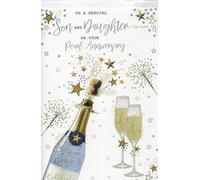 "Pearl Wedding Anniversary Card for Son & Daughter-in-Law - 30th Anniversary Celebration Greeting Card with Champagne & Glasses Design - Luxury Sparkle Finish"