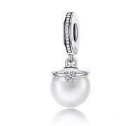Pearl Wedding Anniversary Gifts Original 925 Sterling Silver Necklace Dangle Love Family Birthday Charms For Pandora European Bracelets (Pearl Charm Bead)
