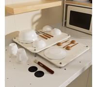 Pearl White 2PCs Large Drying Stone for Kitchen Counter, Stone Dish Drying Mat Quick Dish Drying Matt Kitchen Counter, Diatomaceous Earth Dish Mat with Non-slip Feet Quick Dry Stone Mat Kitchen