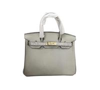 (Pearl white, 30*23*16cm) Ladies Women Leather Handbag Birkin First Layer Cowhide Leather Tote Bag Commuter Crossbody Kelly Handbag