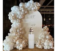 Pearl White Balloon Arch Kit, 155 Pcs Beige Balloon Garland with White Pearl Sand White Balloons for Birthday, Boho Wedding, Engagement, Bride Shower, Baby Shower, Anniversary Party Decoration