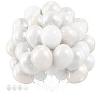 Pearl White Balloons, 50 PCS 12 Inch Double Stuffed Pearl Sand White Balloons with Thick Ivory Latex Balloon for Wedding Engagement Baby Shower Bridal Birthday Anniversary Party Decorations Supplies