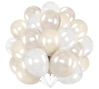 Pearl White Beige Balloons, 62 PCS 12 Inch Pearl Sand White Ivory Balloons, Beige Ivory Party Balloon for Engagement, Wedding, Bridal Shower, Baby Shower, Birthday, Anniversary Party Decorations