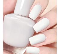 Pearl White Quick Dry Gel Nail Polish & Varnish, High Shine Long Lasting Nail Lacquer - Sparkle Glitter Nude Pink Blue Silver Art Design for Manicure Pedicure, Easy Application Smooth Finish