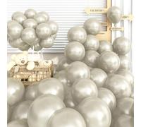 Pearl White Sand Balloons 12 Inch, 60 PCS Beige Cream Off White Pearl Balloons, Boho Neutral Nude Tan Latex Helium Party Balloon for Garland Birthday Wedding Baby Shower Anniversary Party Decorations