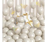 Pearl White Sand Balloons 5 Inch, 100 PCS Small Beige Cream Off White Pearl Balloons, Boho Neutral Nude Tan Helium Mini Balloon for Arch Birthday Wedding Bridal Shower Anniversary Party Decoration