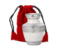 Pearl White Small Size Keepsake Urn for Human Remains by THE ASCENT MEMORIAL | Gift Box of Miniature Cremation Ash Container Velvet Carry Bag a Paper Funnel | Cemetery Burial Pot for Men and Women