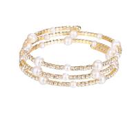 Pearl Women's Diamond Rhinestone Gold for Women Unique Bracelets Jewelry Stretch Bracelet Temperament Miss