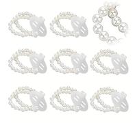 Pearl Wrist Band, 8 PCS Lace Bracelet Wrist Bands, Elastic Wedding Pearl Wrist Band, DIY Corsage Wristlet Band, Band Wrist Corsages Accessories for Women, Girls, Bridal, Bridesmaid Etc Wedding