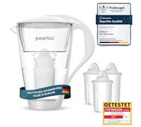 PearlCo Glass Water Universal classic Filter (white) incl. 3 Universal classic Filter Cartridges (compatible with Brita® Classic)