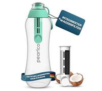 PearlCo Water Filter Bottle 500ml (mint) - incl. 1 Filter Cartridge - Active Coal Filter - For Office, Sports, Gym