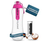 PearlCo Water Filter Bottle 500ml (pink) - incl. 1 Filter Cartridge - Active Coal Filter - For Office, Sports, Gym