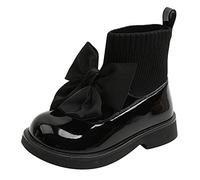 Pearleaf Kids Boots Girls Bowknot Sock Boots Winter Pull On Ankle Boots School Shoes for Kids Children Little Kid Big Kid Black