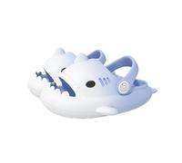 Pearleaf Kids Shark Sliders Sandals, Adjustable Heel Strap, Non-Slip EVA Sole, Cute Cartoon Design (White Blue, Little Kid, 5, Numeric Range, UK Footwear Size System, 5.5, Medium)