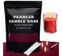 Pearled Candle Sand and Wicks, 500g Rose Scented Candles Gift Set,Candle Making Supplies to Create Your Own Sand Candle,Refillable Pearl Candles Sands with 20Pcs Wicks for Home Wedding Party (Red)