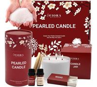 Pearled Candle Sand Gift Set - 18oz Sand Wax, 30 Wicks, 2X Natural Fragrance Oils + Free Large Glass Jar Included - Smoke-Free Powder Snow Candles, Upto 120 Hours Burn Time - DIY Candle Making Kit