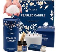 Pearled Candle Sand Valentines Gift Set - 18oz Sand Wax, 30 Wicks, 2X Natural Fragrance Oils + Large Glass Jar Included - Smoke-Free Powder Snow Candles, Upto 120 Hours Burn Time - Candle Making Kit