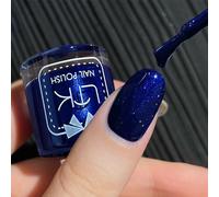 Pearlescent Blue Glitter Nail Polish, Shimmer Diamond Nail Polish with Prismatic Sparkle, Flash Shiny Quick Drying Long Lasting Nail Varnish for DIY Manicures & Party Glam Looks