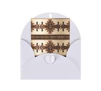 Pearlescent paper greeting cards with envelopes, double-sided pearlescent, suitable for holiday greetings and invitationsNative American Painting White
