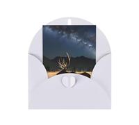 Pearlescent paper greeting cards with envelopes, double-sided pearlescent, suitable for holiday greetings and invitationsElk in the meadow White