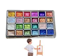 Pearlescent Watercolor Paint Set 1/4 - Delicately Crushed Art Paint Set | Glitter Paint Palette with 24 Tones, Sparkling Watercolor Paints for Designers