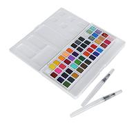 Pearlescent Watercolor Paint Set, Watercolor Pigment with 24 Colors, Bright and Sparkling Effect, Non - Safe for Kids, Includes Plastic Box, Water Color Pens, Sponge and Pale (36 colors regular + 12