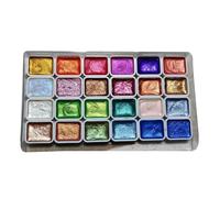 Pearlescent Watercolour Paint Set - Pearlescent Art Glitter Paint Watercolor Kit | 24 Colors Sparkling Effect Watercolor Pan Set For Professional Artists, Beginning Watercolorists, And Students