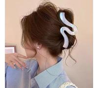 Pearlescent wave grip shark clip with large hair clip on the back of the head